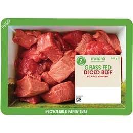 Macro Grass Fed Australian Diced Beef 500g