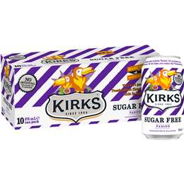 Kirks Sugar Free Pasito Soft Cans 375mL x 10 pack