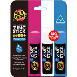Sun Zapper SPF 50 Mixed Sunscreen Sticks Assorted 12g x 3 pack