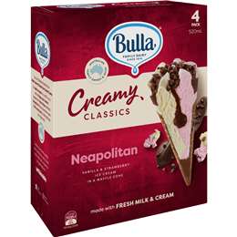 Bulla Creamy Classics Neapolitan Cones 4 pack