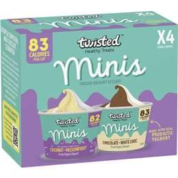 Twisted Healthy Treats Coconut Passionfruit White Choc Minis Frozen Yoghurt 120mL x 4 pack