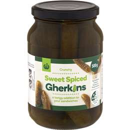 Woolworths Gherkins Sweet Spiced 500g