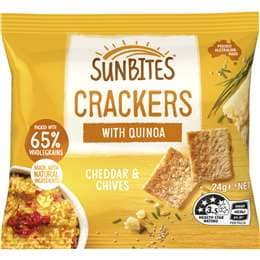 Sunbites Snack Crackers With Quinoa Cheddar & Chives Single Pack 24g