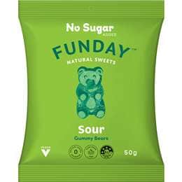 Funday Natural Sweets Sour Gummy Bears 50g
