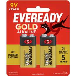 Eveready Gold 9V Alkaline Batteries 2 pack