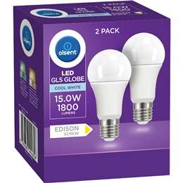 Olsent LED GLS ES 15.0W 1800Lm Cool White 2 pack