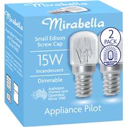 Mirabella Appliance Oven Clear Globe SES 15W 2 pack