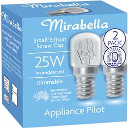 Mirabella Appliance Oven Clear Globe SES 25W 2 pack