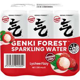 Genki Forest Sugar Free Sparkling Water Lychee Fizzy 330mL x 6 pack