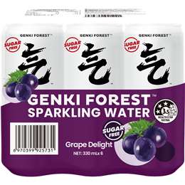 Genki Forest Sparkling Water Grape Delight 330mL x 6 pack