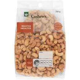 Woolworths Cashews Roasted & Unsalted 750g