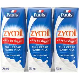Pauls Zymil Lactose Free Full Cream Long Life Milk 250mL x 3 pack