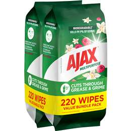 Ajax Antibacterial Disinfectant Wipes Vanilla Berries 110 x 2 pack