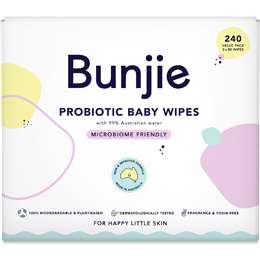 Bunjie Probiotic Baby Wipes Fragrance & Toxin-Free 240 pack