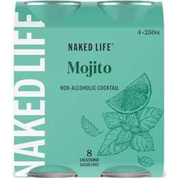 Naked Life Non Alcoholic Mojito Cocktail Cans 250mL x 4 pack