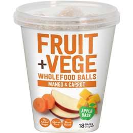 Tasti Fruit + Vege Wholefood Balls Mango & Carrot 18 pack