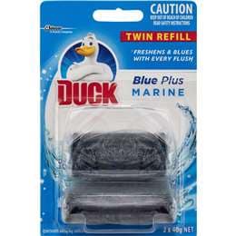 Duck Toilet Cleaner Blue Solid Tolet Rim Block Twin Refills 40g x 2 pack