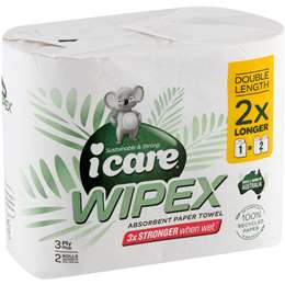 icare Wipex Recycled Double Length 3 Ply Paper Towel 2 x 120 pack