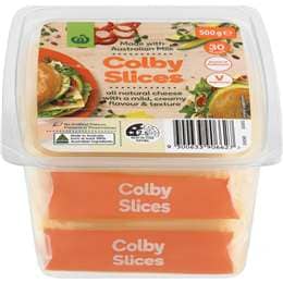 Woolworths Colby Cheese Slices 500g