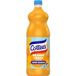 Cottee's Zero Sugar Orange Cordial Orange Crush Sugar Free 1L