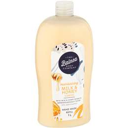 The Balnea Body Company Moisturising Hand Wash Refill Milk & Honey 1L