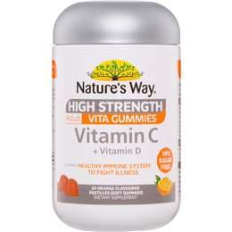 Nature's Way High Strength Vitamin C + Vitamin D Adult Vita Gummies 65 pack