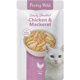 Pretty Wild Simply Shredded Chicken Mackerel Wet Cat Food 80g