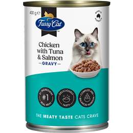 Fussy Cat Grain Free Adult Wet Cat Food Chicken Tuna & Salmon Gravy 400g