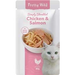 Pretty Wild Chicken Salmon Shredded Wet Cat Food 80g