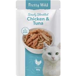Pretty Wild Shredded Chicken & Tuna Wet Cat Food 80g