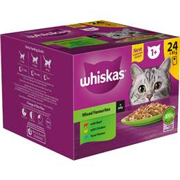 Whiskas Adult 1 + Years Wet Cat Food Mixed Favourites In Jelly 85g x 24 pack