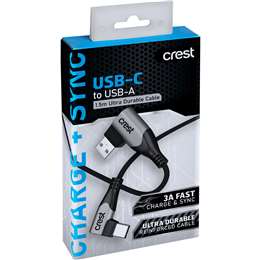 Crest USB-C to USB-A 1.5m Ultra Durable Cable each