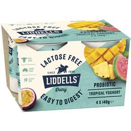 Liddells Lactose Free Yoghurt Tropical 140g x 4 pack