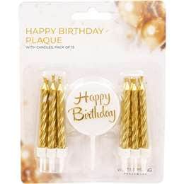 Whiz Pop Bang Happy Birthday Plaque With Candles 13 pack