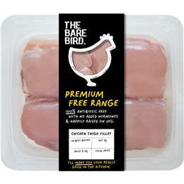 The Bare Bird Free Range Chicken Thigh Fillets 380g - 640g