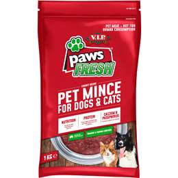 VIP Paws Adult Chilled Fresh Dog & Cat Food Mince 1kg