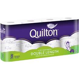 Quilton Double Length 3 Ply Print Toilet Paper 8 pack