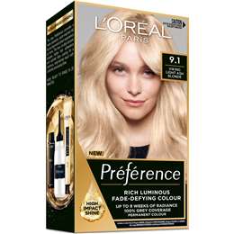 L'Oreal Paris Preference Hair Colour 9.1 Light Ash Blonde each