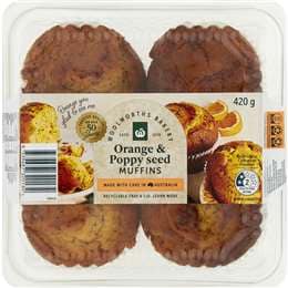 Woolworths Orange & Poppyseed Muffin 4 pack