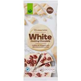 Woolworths Cooking Chocolate White 200g