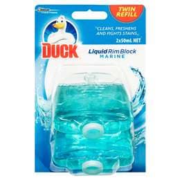 Duck Liquid Rim Block Toilet Cleaner Marine Twin Refill 50mL x 2 pack