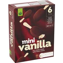 Woolworths Mini Chocolate Vanilla Ice Cream 6 pack