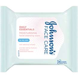 Johnson's Face Care Daily Essentials Moisturising Dry Skin Wipes 25 pack