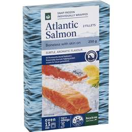 Woolworths Frozen Salmon Fillets Skin On 250g