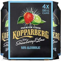 Kopparberg Non Alcoholic Cider With Strawberry & Lime 330mL x 4 pack