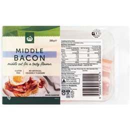 Woolworths Middle Bacon 250g