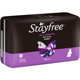 Stayfree All Nights Pads With Wings 10 pack