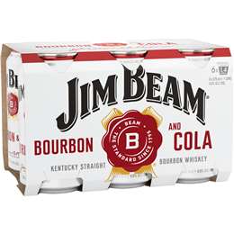 Jim Beam White Label Bourbon & Cola Cans 375mL x 6 pack