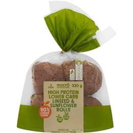 Macro High Protein Lower Carb Linseed & Sunflower Rolls 4 pack