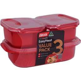 Decor Microsafe Easy Heat Container Set Assorted 3 pack